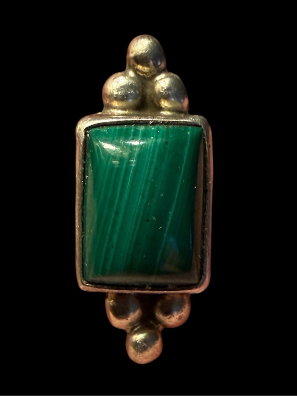 Sterling Silver & Malachite Single Earring Signed P Skeets Sterling Navajo